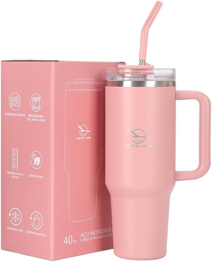 Vento Livre Luxury Matte Travel Tumbler | 40oz Double-Wall Vacuum Insulated Mug with Straw