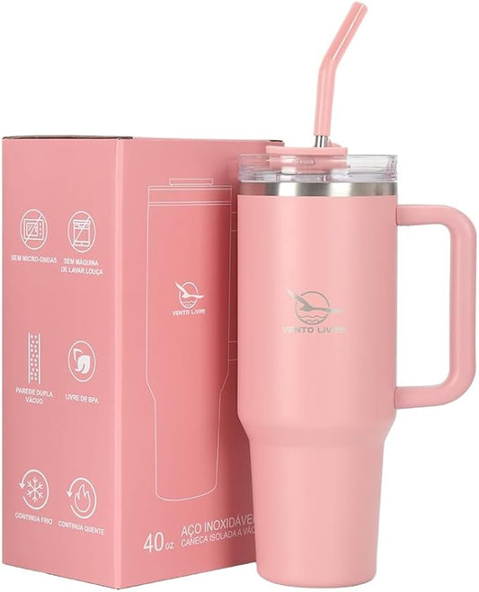 Vento Livre Luxury Matte Travel Tumbler | 40oz Double-Wall Vacuum Insulated Mug with Straw